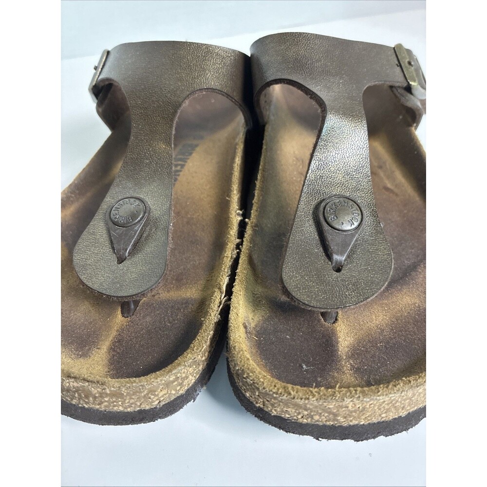 Birkenstock Gizeh Bronze Brown Leather Thong Strap Sandals Women Sz 37 Us 7 - Picture 7 of 11